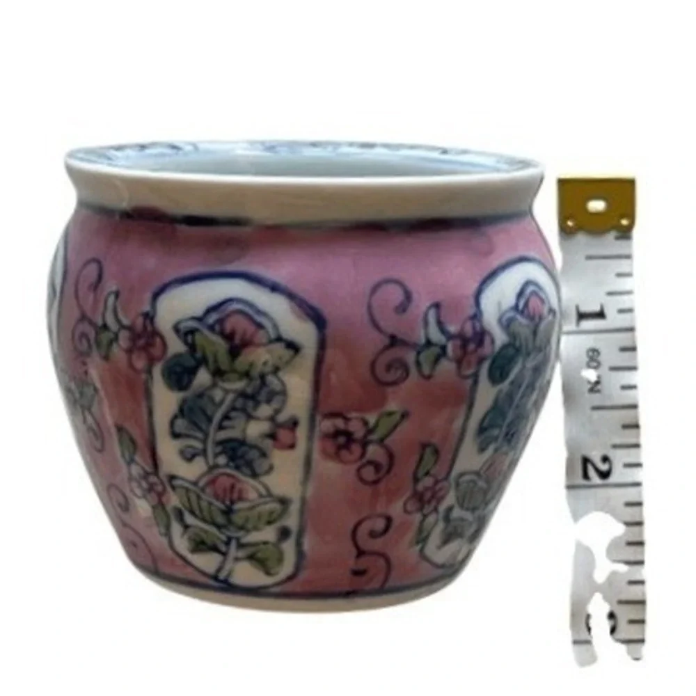 Ben Rickert Mini Planter Pot Small Pink Excellent Floral Hand Painted Ceramic